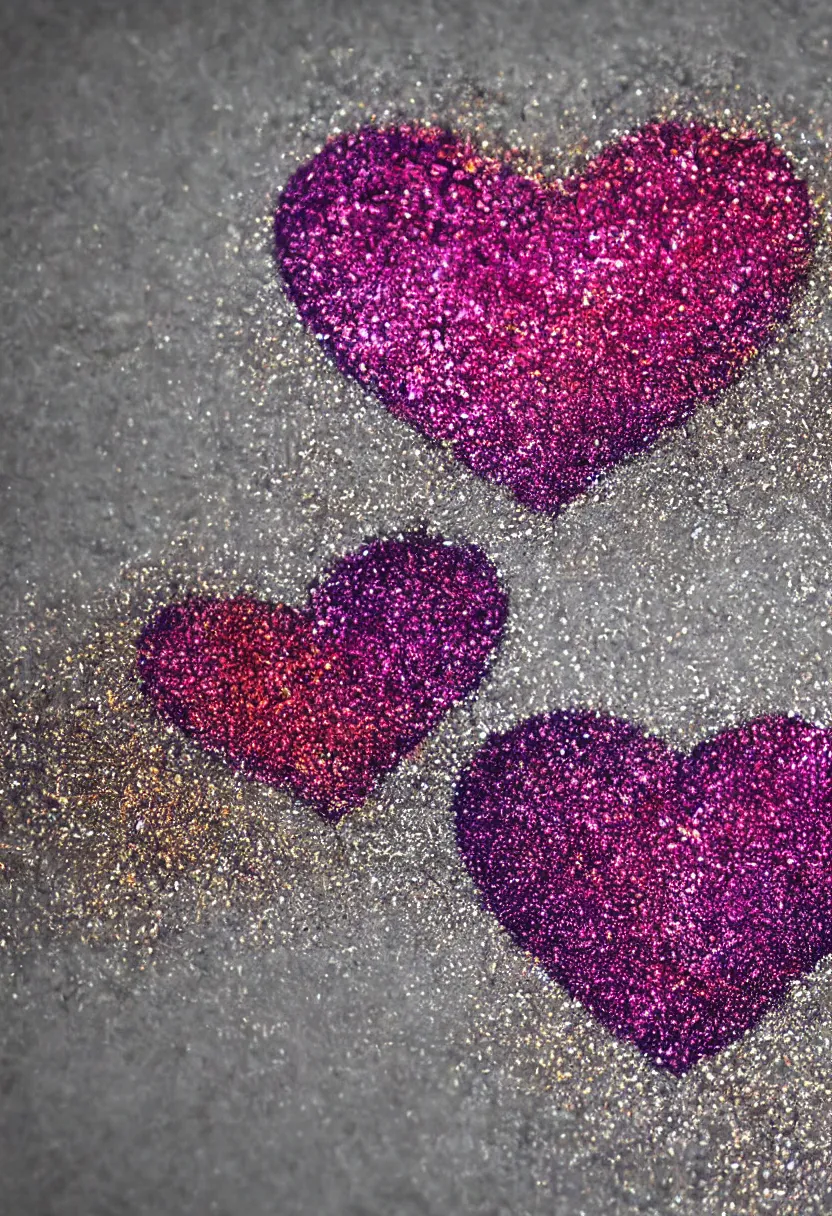 Image similar to high detailed painting of a heart on glitter, 8 k rendering