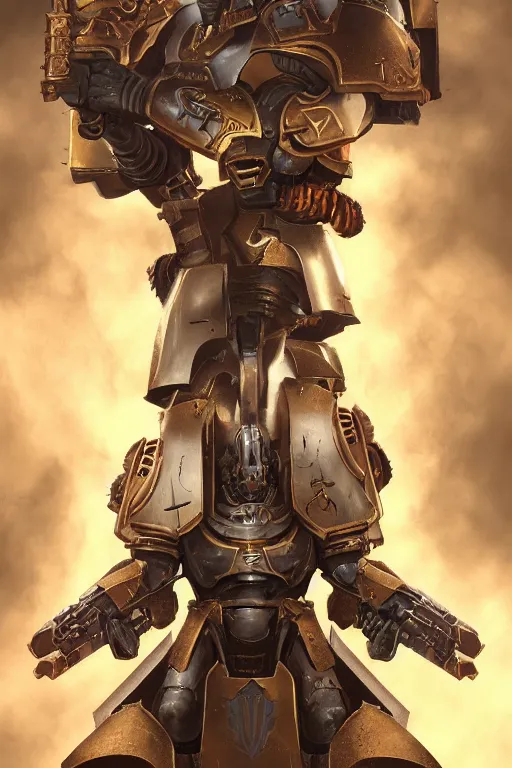 Image similar to cute caracal wearing armor portrait heros warhammer 4 0 k horus heresy fanart - the primarchs emperor by johannes helgeson animated with vfx concept artist & illustrator global illumination ray tracing hdr fanart arstation zbrush central hardmesh 8 k octane renderer comics stylized