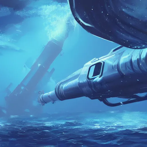 Image similar to underwater SpaceX launch, concept art, artstation