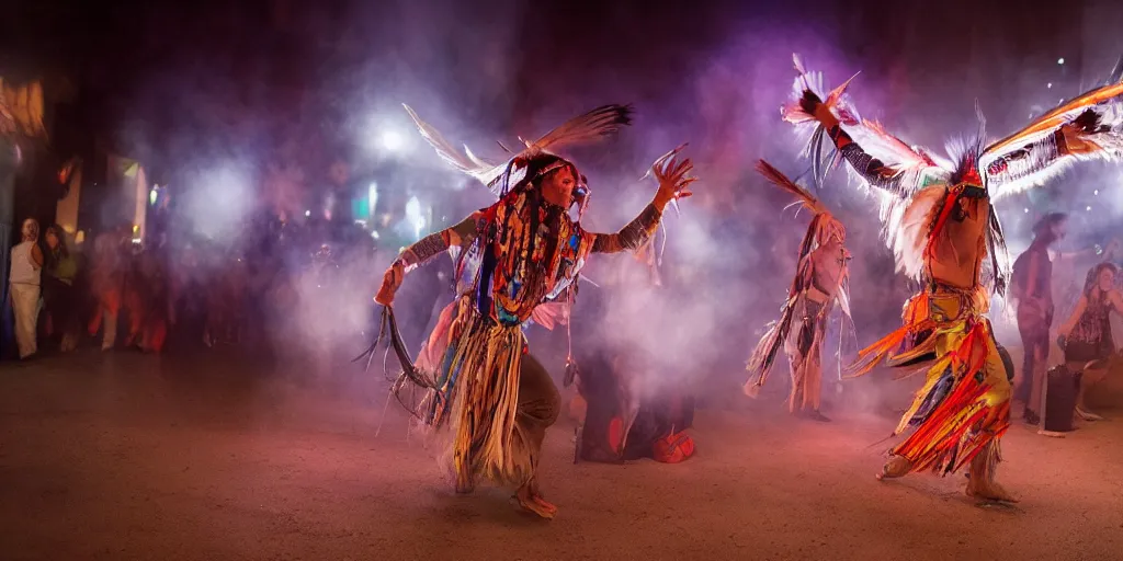 Prompt: of Native American Shaman dancing by Liam Wong and Boris Vallejo