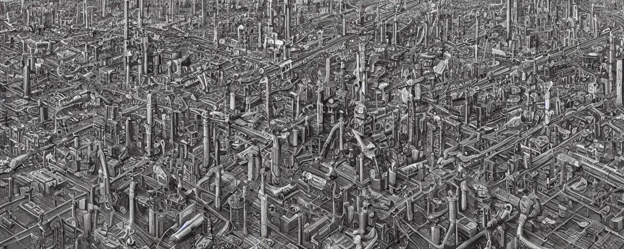 Prompt: dystopian soviet city in futuristic aesthetics with factories and industrial zones, made by Joe Fenton