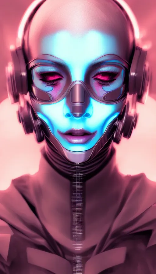 Image similar to face mask on beautiful woman face, cyberpunk art by kuno veeber, cgsociety, computer art, ultra detailed, futuristic, anime aesthetic