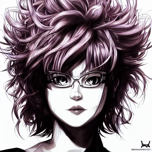 Image similar to mina ashido, heroine, beautiful, malevolent, anger, evil, cybernetic detailed portrait, intricate complexity, in the style of Artgerm, Kazuki Tanahashi, and WLOP, cel-shaded