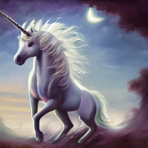 Image similar to a small fierce unicorn, fantasy art