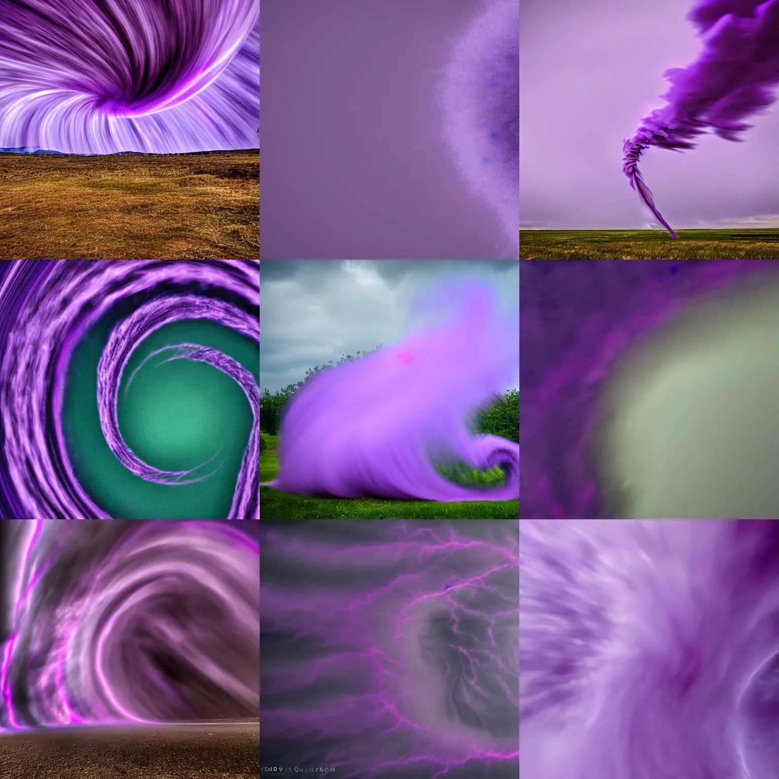 Prompt: Purple Tornado looking like a regular tornado captured on Niko camera 8k