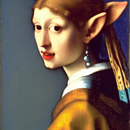 Image similar to a portrait of a beautiful elf woman by Johannes Vermeer 640