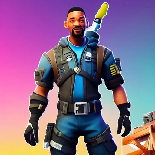 Prompt: will smith in fortnite, fortnite art style