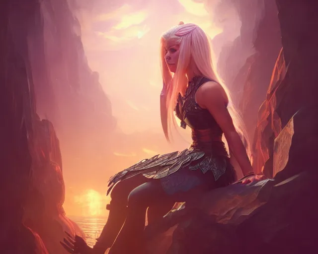 Image similar to photography of alexa bliss, deep focus, d & d, fantasy, intricate, elegant, highly detailed, digital painting, artstation, concept art, matte, sharp focus, illustration, hearthstone, art by artgerm and greg rutkowski and alphonse mucha