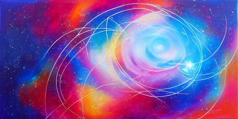 Image similar to a beautiful abstract acrylic painting of geometric nebula by viktoria lapteva
