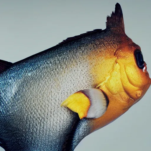 Prompt: portrait of pikachu - fish hybrid, head and shoulders shot, by annie leibovitz, portrait of a man, studio lighting