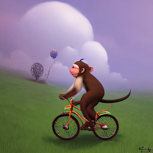 Image similar to a monkey riding a bike by gediminas pranckevicius