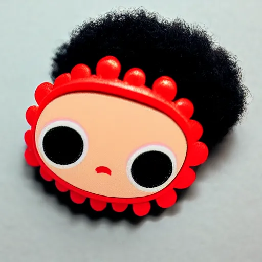 Image similar to a cute 2 d hair barrette character, afro, design, detailed