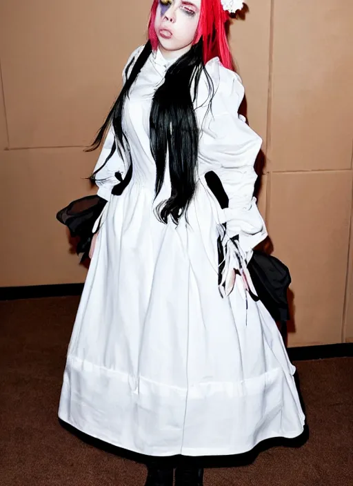 Image similar to photo of Billie Eilish dressed as a maid