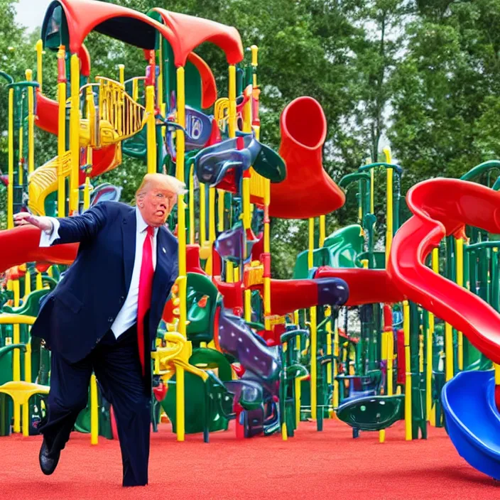Prompt: donald trump playing in playground, detailed sharp photo