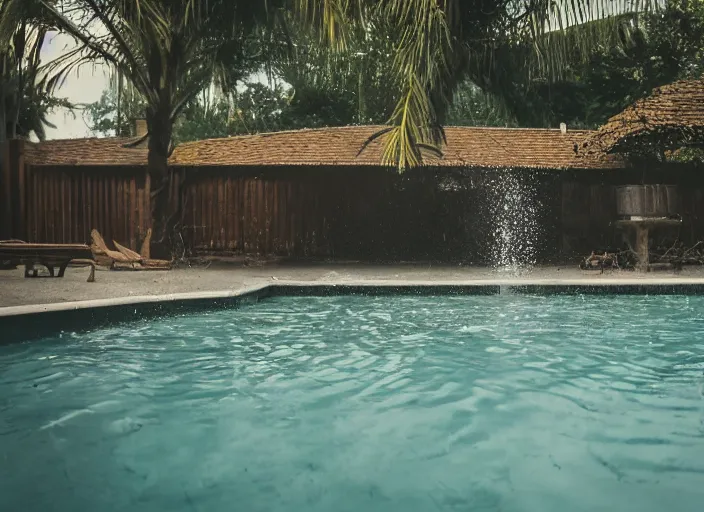 Prompt: pool filled with viscous brown slime, splash, dslr