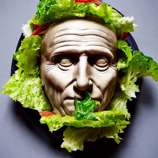 Prompt: julius caesar made of salad, by klaus enrique