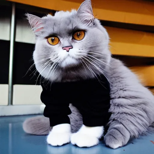 Image similar to a Ragdoll cat wearing hiphop outfit and looking cool