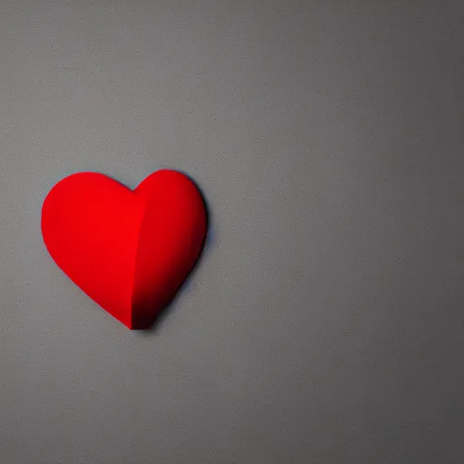 Image similar to 3d render of a uneven red clay heart shape in the middle of a gray sheet of paper