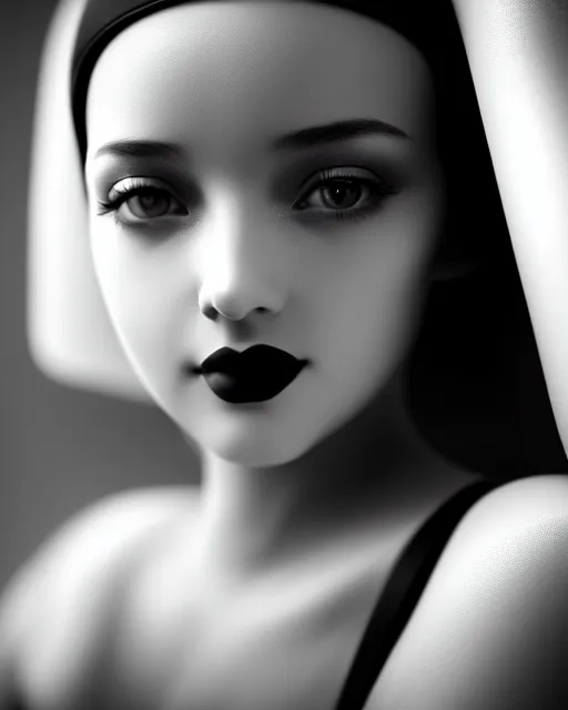Image similar to black and white dreamy young beautiful female artificial intelligence, cinematic, rim light, photo - realistic, elegant, high detail, 8 k, masterpiece, photo taken in 1 9 3 0