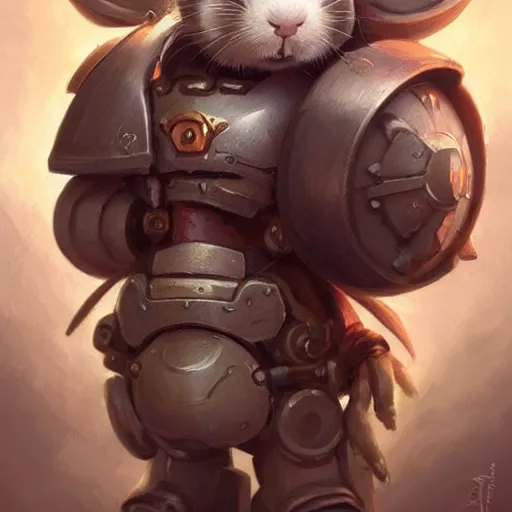 Image similar to cute little anthropomorphic Guinea Pig using mech armor, ultra wide lens shot , tiny, small, short, cute and adorable, pretty, beautiful, DnD character art portrait, matte fantasy painting, DeviantArt Artstation, by Jason Felix by Steve Argyle by Tyler Jacobson by Peter Mohrbacher, cinematic lighting