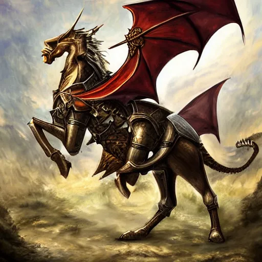 Prompt: battle between a knight and a dragon, epic fight, dragon, knight on a horse, medieval knight, fantasy painting, digital art