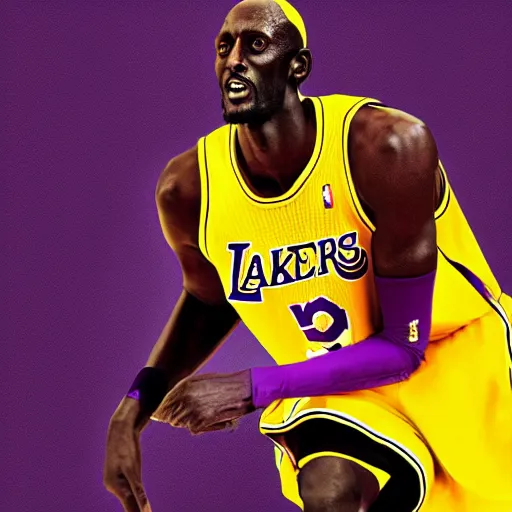 Image similar to Kevin Garnett wearing a Los Angeles Lakers uniform digital art