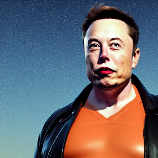 Prompt: Elon Musk by Miquel Barcelo, octane render, transparent, zoomed out, orange backgorund, pastel colours, 4k, 8k, pleasent composition