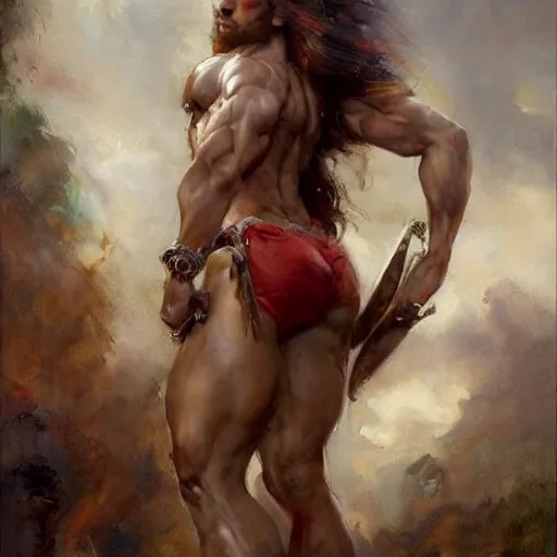 Prompt: muscular gigachad with face of shakira, by daniel gerhartz, trending on art station