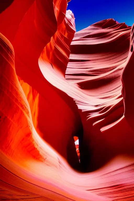 Image similar to antelope canyon in infrared photo by arthur haas and bruce pennington and john schoenherr, cinematic matte painting, 8 k, dark color palate