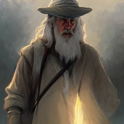 Prompt: Gandalf as an american soldier, digital painting, artstation, concept art, sharp focus, illustration, art by and greg rutkowski and alphonse mucha, highly detailed