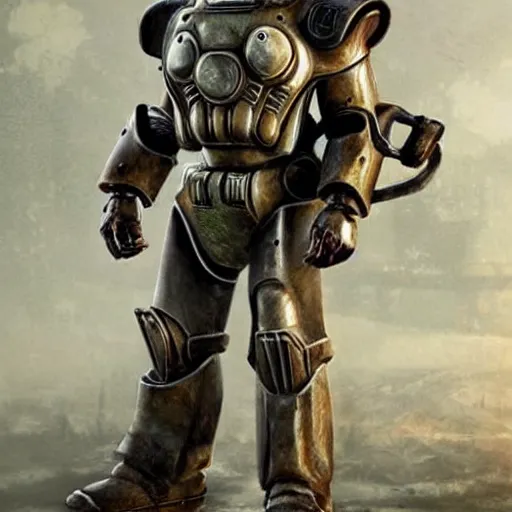 Image similar to fallout power armor, photo, realistic