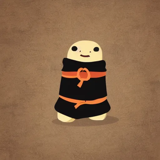 Image similar to a potato dressed as a ninja. the potato is wearing a ninja costume