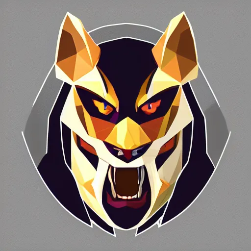 Image similar to a vector logo of rengar from league of legends, low poly,