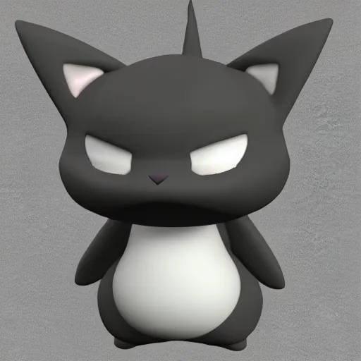 Image similar to 3 d render of a cute dark gray tabby cat based pokemon