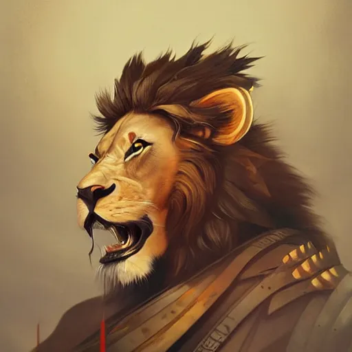 Prompt: lion as an samurai, backround dark, highly detailed, digital illustration, trending in artstation, modern painting, smooth, sharp focus, intricate, by peter mohrbacher