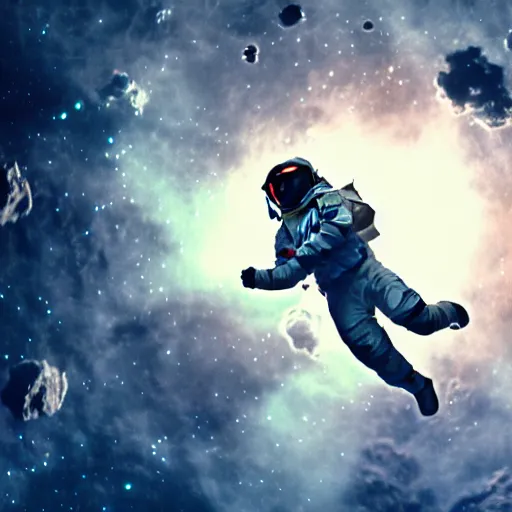 Image similar to A stunning cinematic film still of an Astronaut floating in space.
