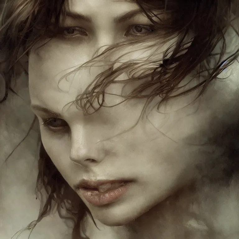 Prompt: beautiful photographic by jeremy mann, only one head single portrait absurdly beautiful, elegant, ultrafine hyperrealistic detailed face, alphonse mucha, intricate linework, sharp focus, final fantasy, unreal engine, dramatic lighting, ethereal, 8 k