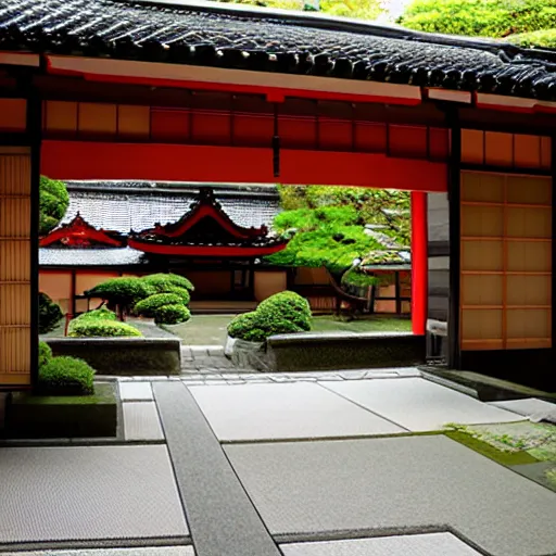 Prompt: of Japanese courtyard, professional photography