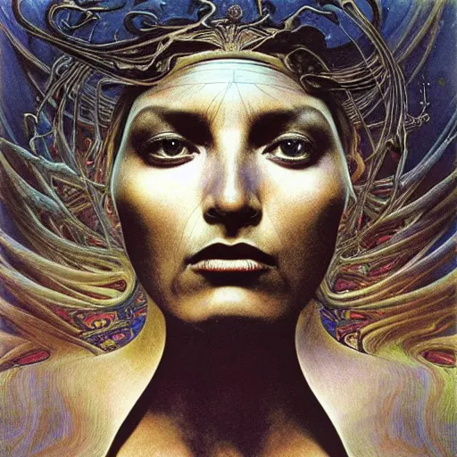 Prompt: queen of jupiter by zdzisław beksinski, zaha hadid and alphonse mucha. highly detailed, hyper - real, outstanding