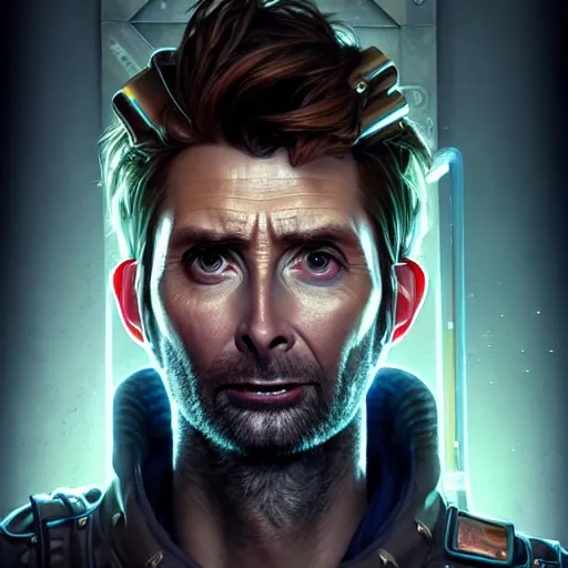 Prompt: portrait painting of a cyberpunk dwarven mechanic david tennant, ultra realistic, concept art, intricate details, eerie, highly detailed, photorealistic, octane render, 8 k, unreal engine. art by artgerm and greg rutkowski and charlie bowater and magali villeneuve and alphonse mucha