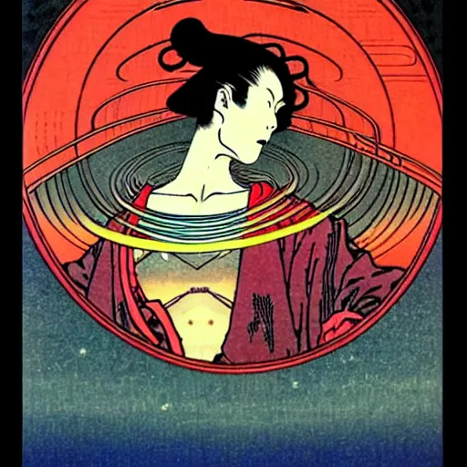 Image similar to a stunning portrait of a sci fi female oracle of flames by moebius hd wallpaper ukiyo - e oil on canvas matte illustration poster character art