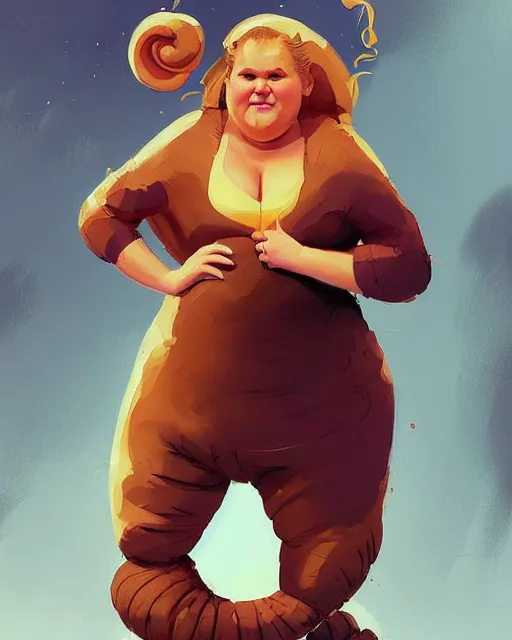 Image similar to amy schumer wearing a croissant costume, jesper ejsing, ismail inceoglu, artstation