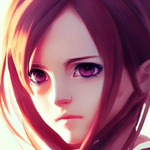 Image similar to anime portrait of emma watson as an anime girl by Stanley Artgerm Lau, WLOP, Rossdraws, James Jean, Andrei Riabovitchev, Marc Simonetti, and Sakimichan, trending on artstation