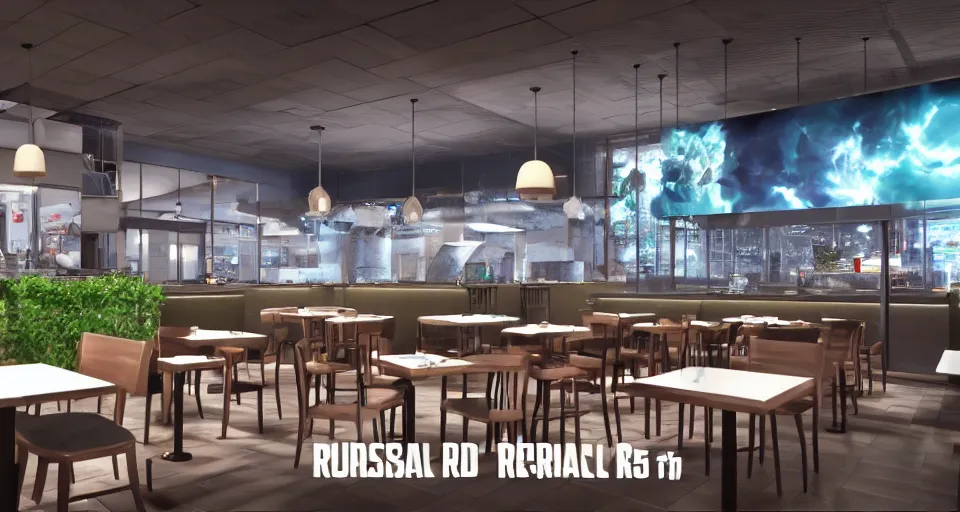 Prompt: restaurants of the future, hyper realistic render, 8 k render, unreal engine 5 render