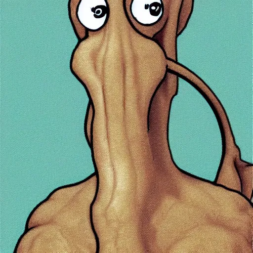 Prompt: Prehistorical squidward