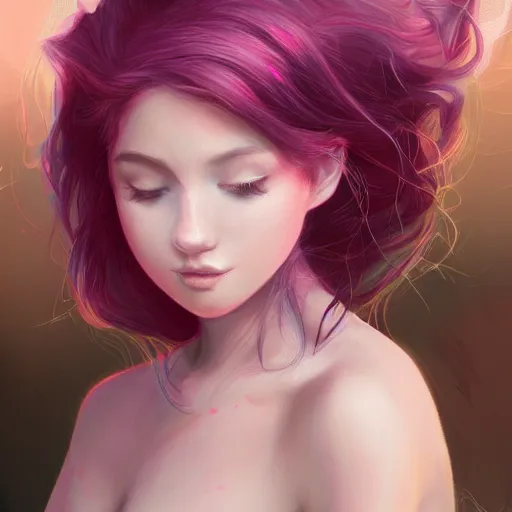 Image similar to teen girl, pink hair, gorgeous, amazing, elegant, intricate, highly detailed, beach setting, digital painting, artstation, concept art, sharp focus, illustration, art by Ross tran