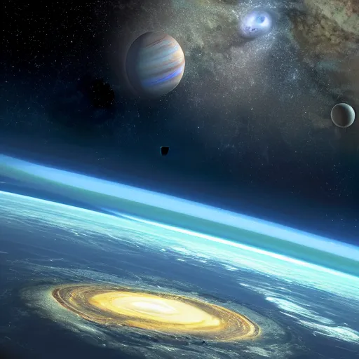 Image similar to ultraRealistic 4k color picture of Planets stars and universe Realistic lighting