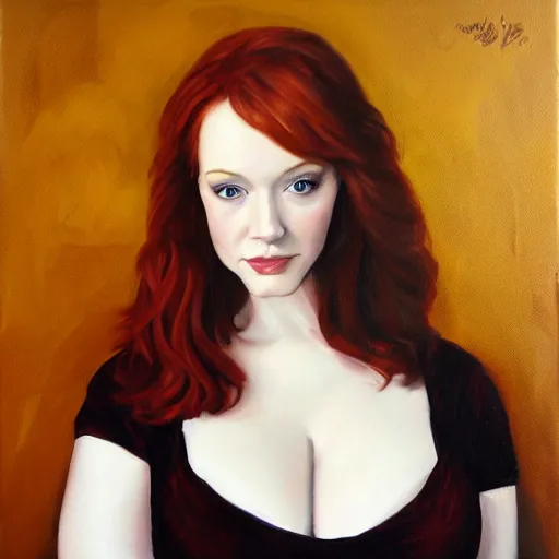 Image similar to Christina Hendricks oil painting,