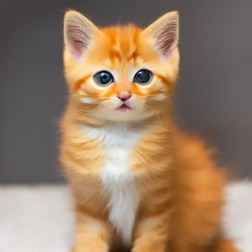 Image similar to cute fluffy orange tabby kitten, studio lightning