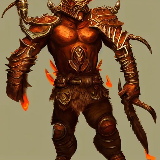 Image similar to concept art of a copper dragonborn barbarian with a lot of battlescars, character design, concept art, render, full-body turnaround, trending on artstation